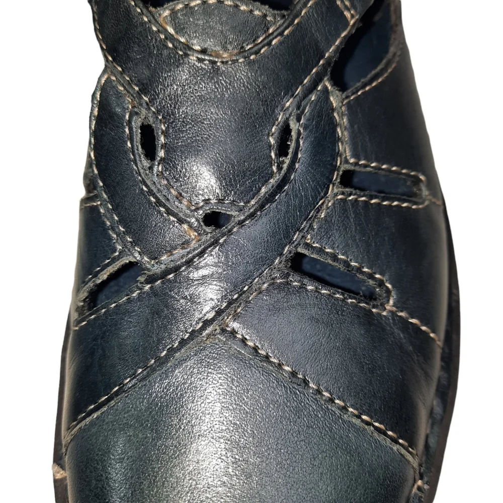 Clarks Bendables Blue Leather Nikki Regatta Shoe SZ 7.5M